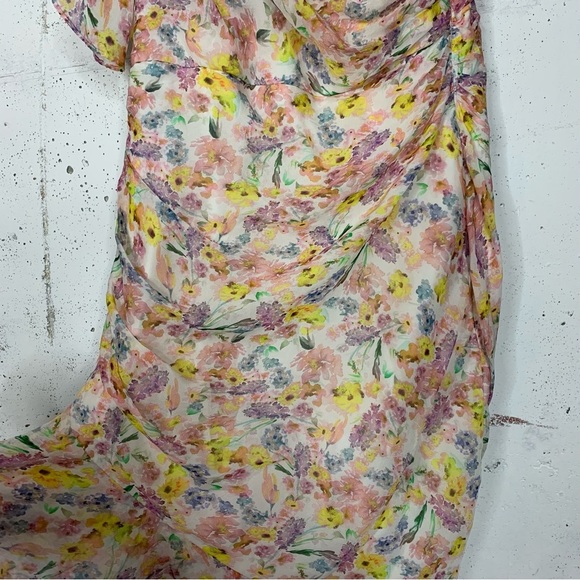 Amur Clayton Silk One Shoulder Ruffle Water Color Dress Size 6 - Picture 6 of 14